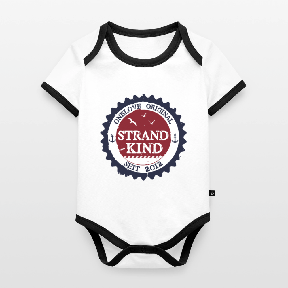 Strandkind Original - Baby Bio-Kurzarm-Kontrastbody - Weiß/Schwarz