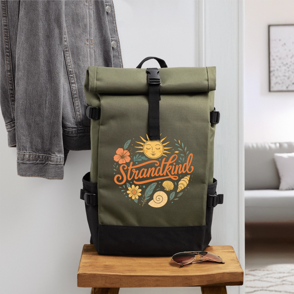 Strandkind - Rolltop Rucksack - Olive/Schwarz
