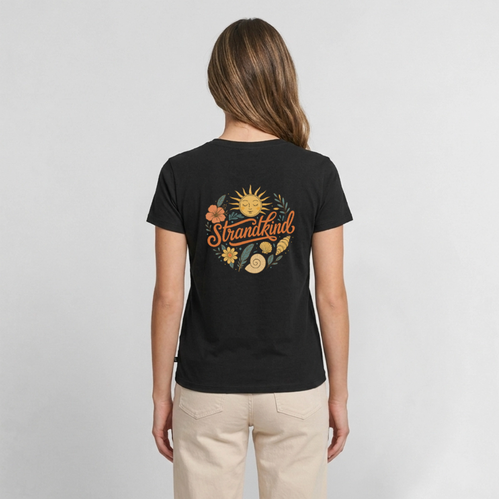 Strandkind - Frauen Bio-T-Shirt mit V-Ausschnitt - Schwarz