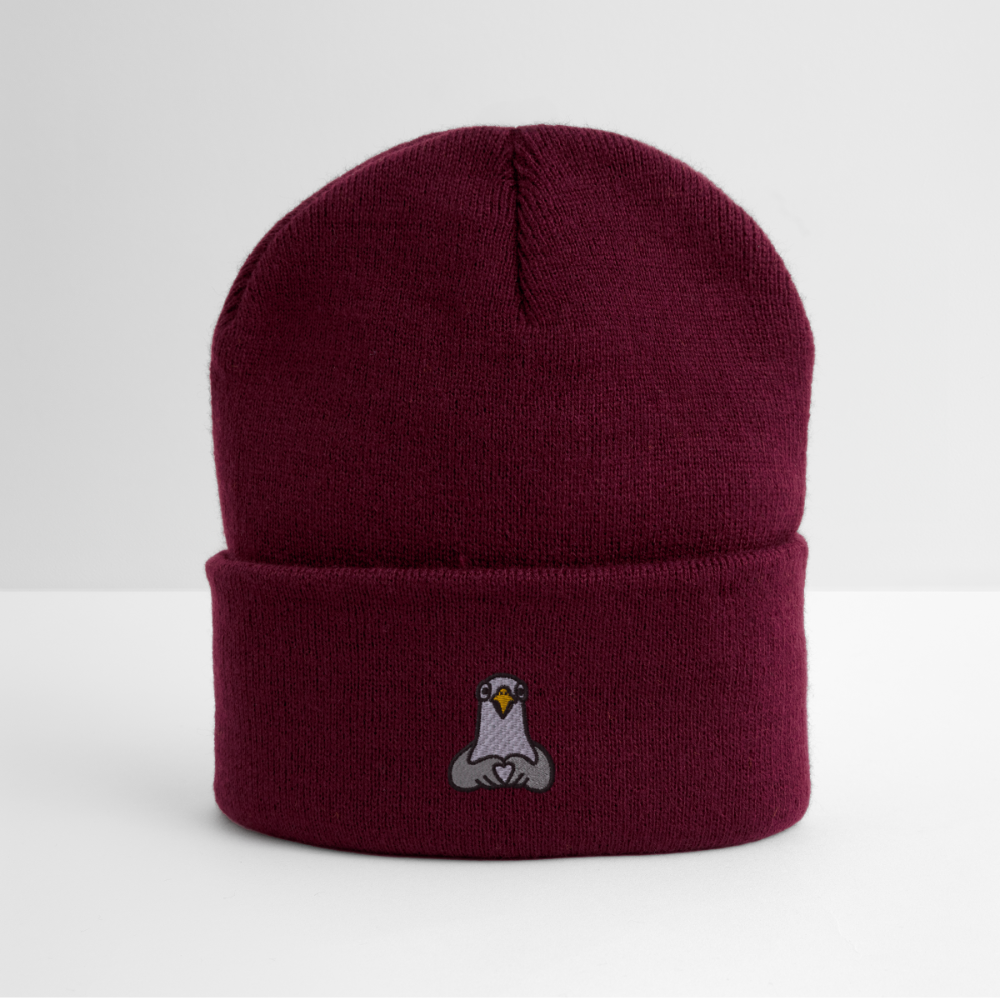 Lovebird - Bestickte Wintermütze - Burgunderrot