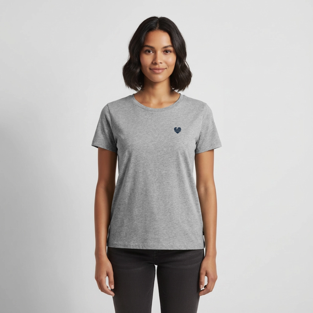 Wellenherz Stick - Frauen Premium T-Shirt - Grau meliert