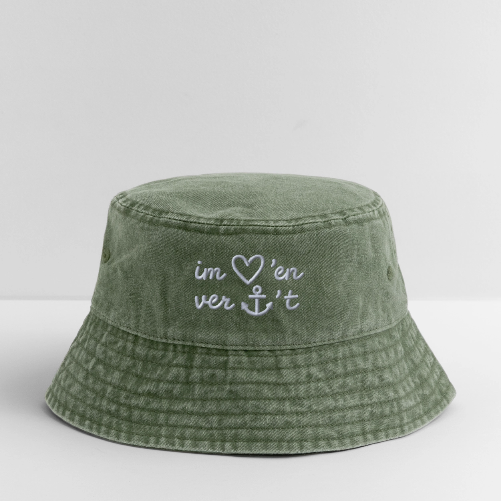 Im Herzen verankert - Vintage Bucket Hat - Olivgrün vintage