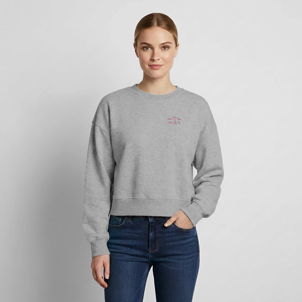 Im Herzen Verankert Stick - Relaxed Frauen Organic Sweatshirt - Grau meliert