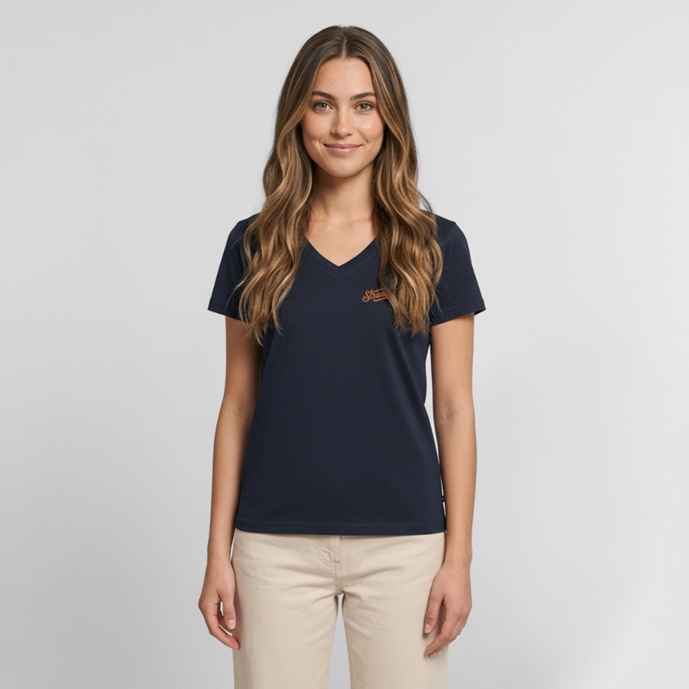 Strandkind - Frauen Bio-T-Shirt mit V-Ausschnitt - Navy