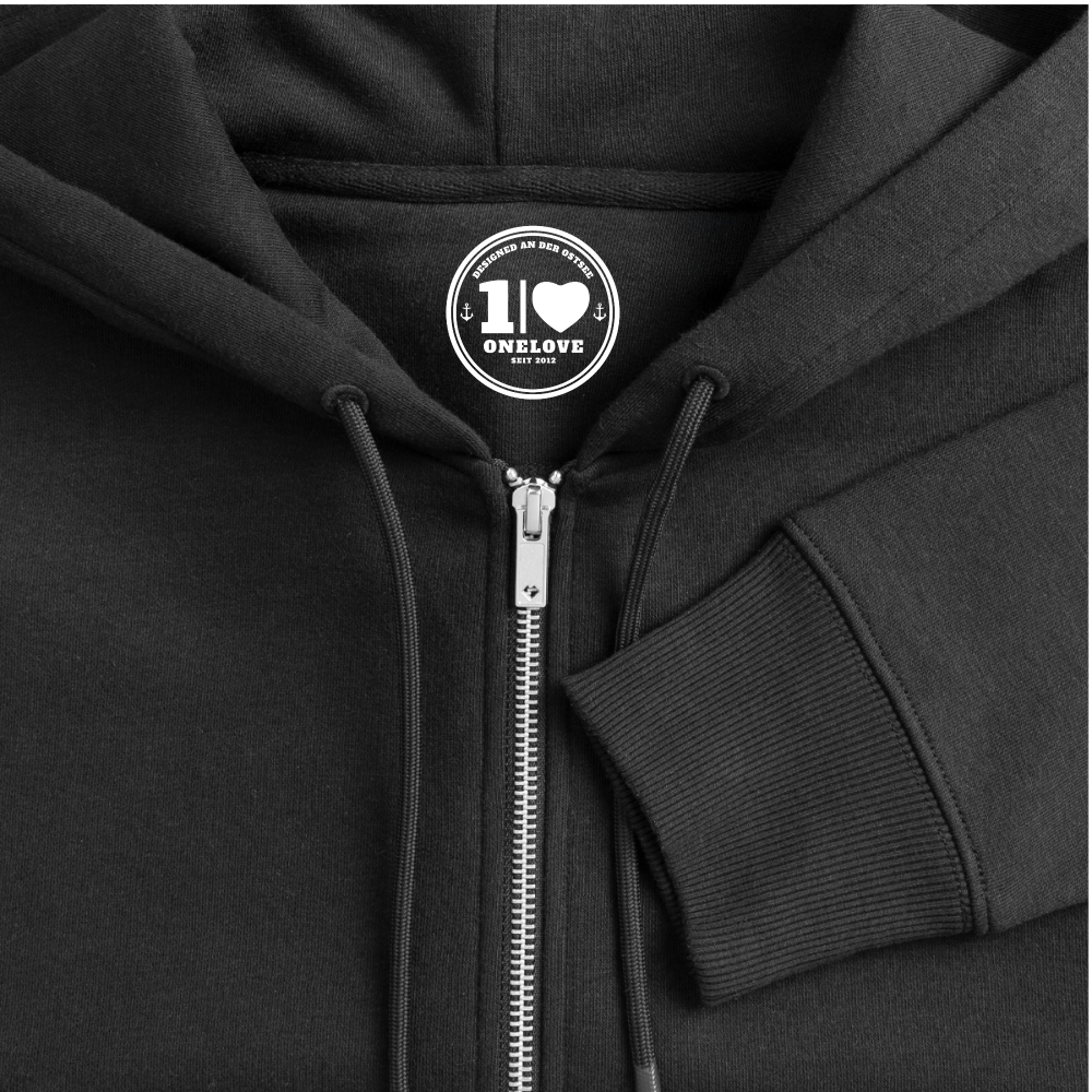Wellenherz Stick - Frauen Premium Kapuzenjacke - Schwarz