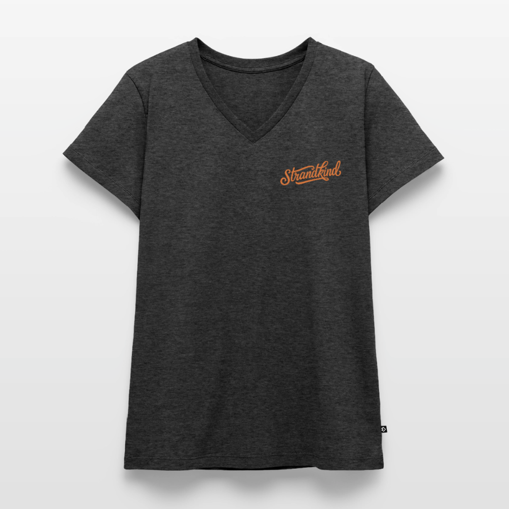 Strandkind - Frauen Bio-T-Shirt mit V-Ausschnitt - Anthrazit meliert