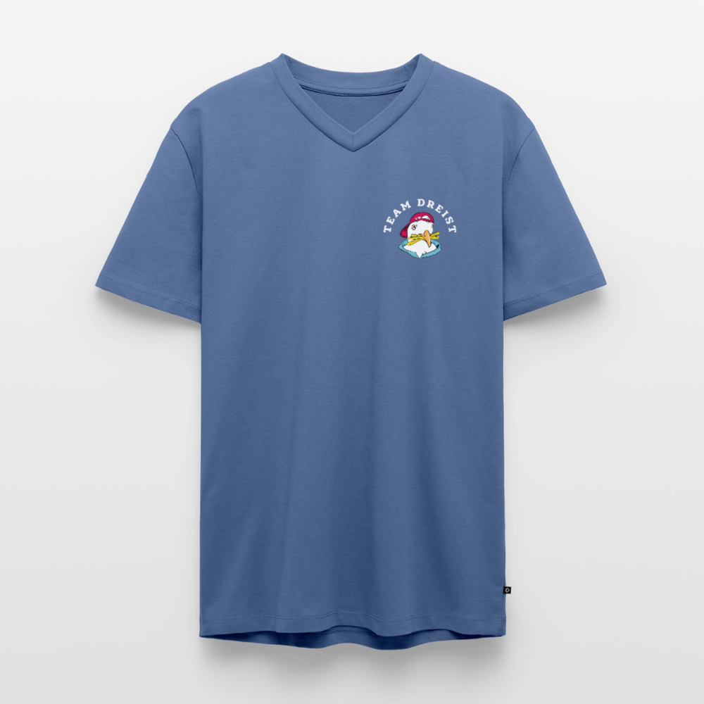 Team Dreist - Männer Bio-T-Shirt mit V-Ausschnitt - Taubenblau