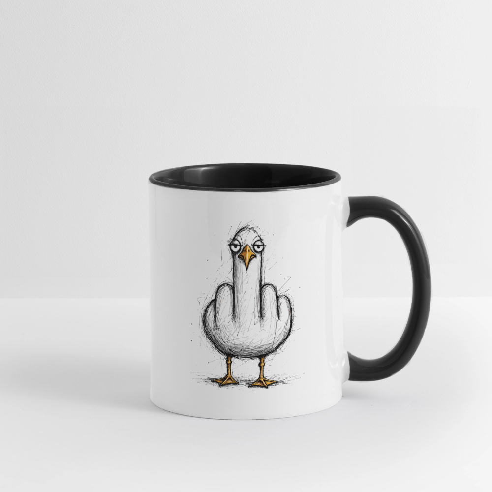 F**k You Möwe - Tasse zweifarbig - Weiß/Schwarz