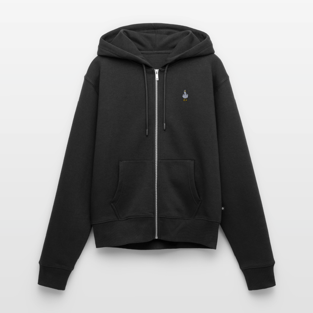 Gestickte Möwe - Frauen Premium Kapuzenjacke - Schwarz