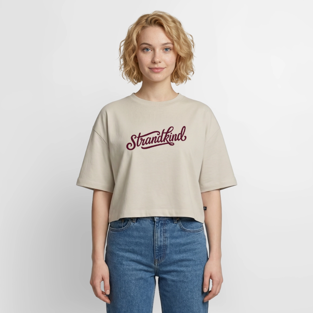 Strandkind - Frauen Premium Oversized Bio Cropped T-Shirt - Beige