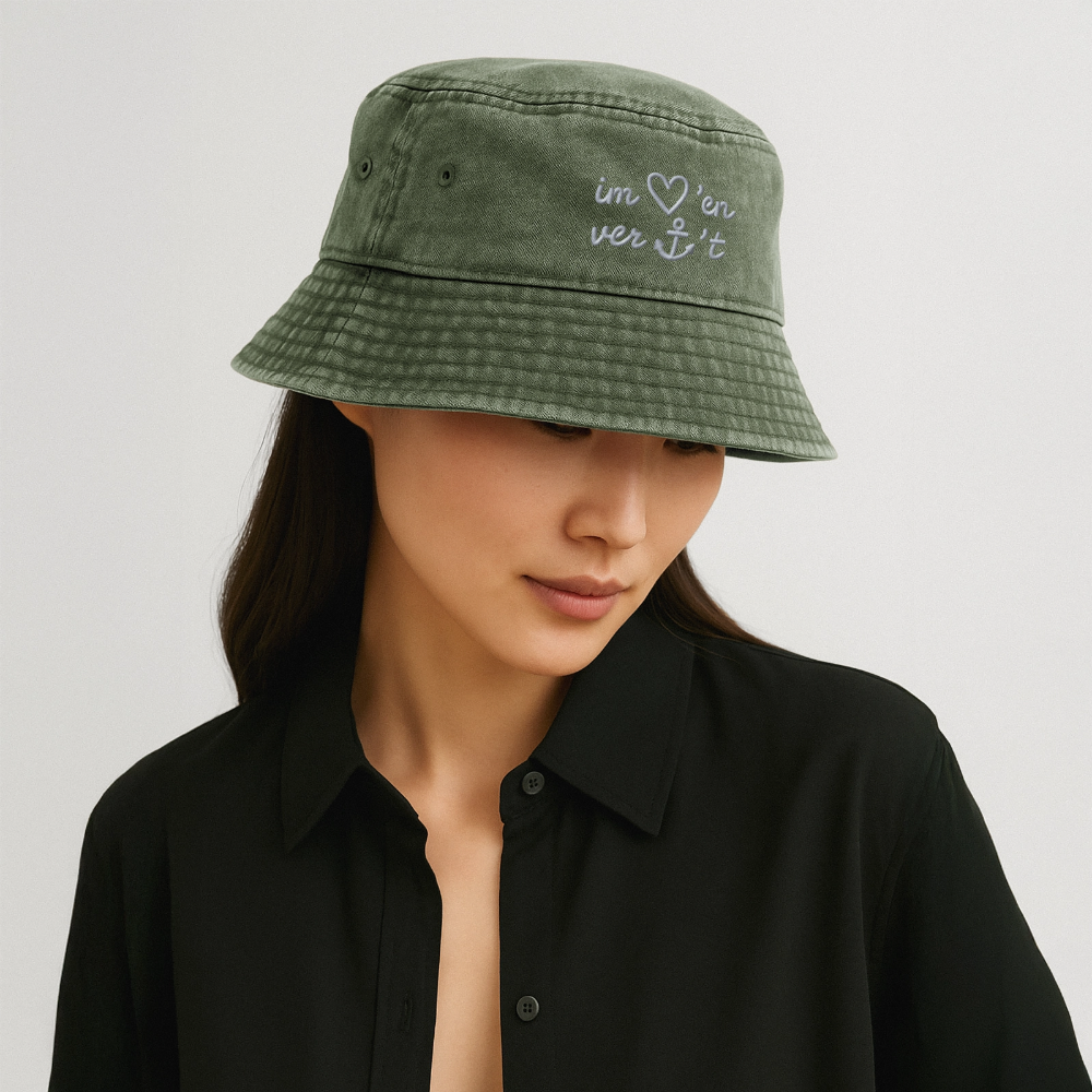 Im Herzen verankert - Vintage Bucket Hat - Olivgrün vintage