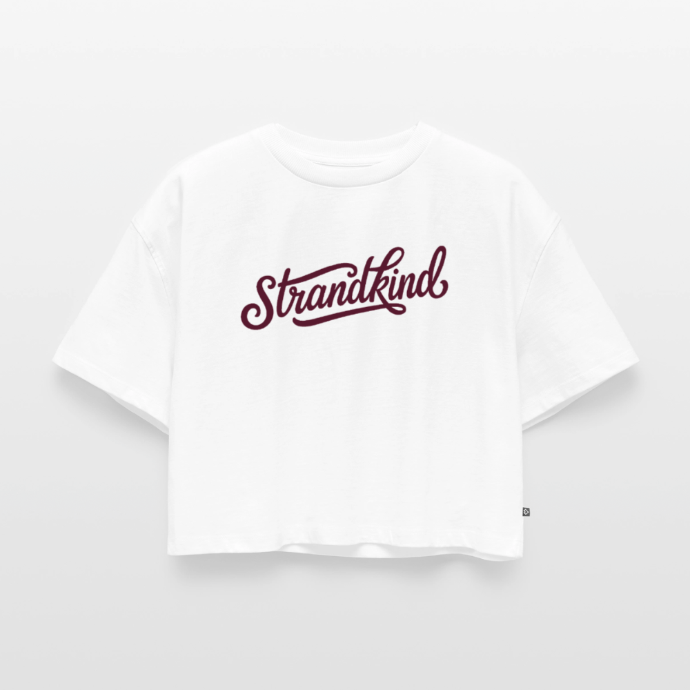 Strandkind - Frauen Premium Oversized Bio Cropped T-Shirt - Weiß