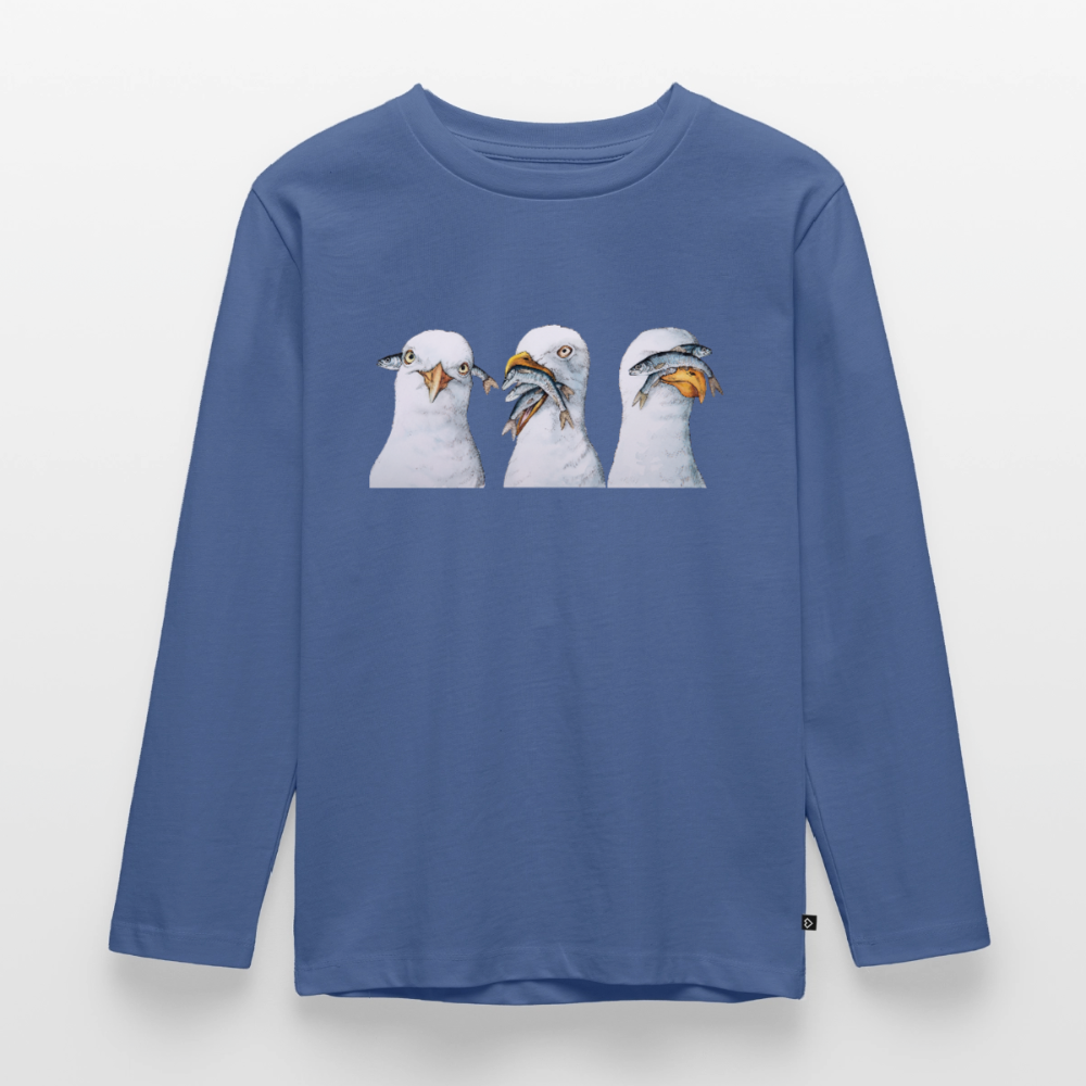 Drei Weise Möwen - Kinder Premium Langarmshirt - Taubenblau