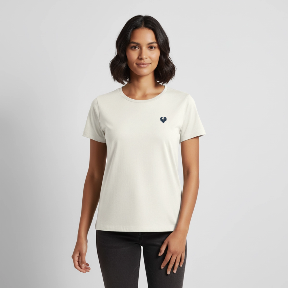 Wellenherz Stick - Frauen Premium T-Shirt - Naturweiß