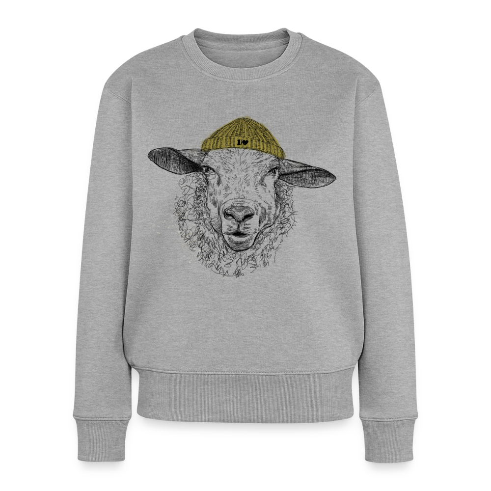 Wolle Schaf - Frauen Premium Pullover - Grau meliert
