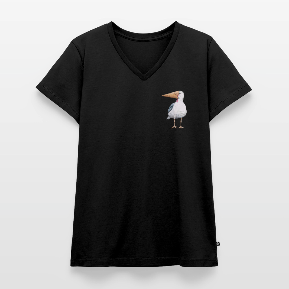 Eisvogel - Frauen Bio-T-Shirt mit V-Ausschnitt - Schwarz