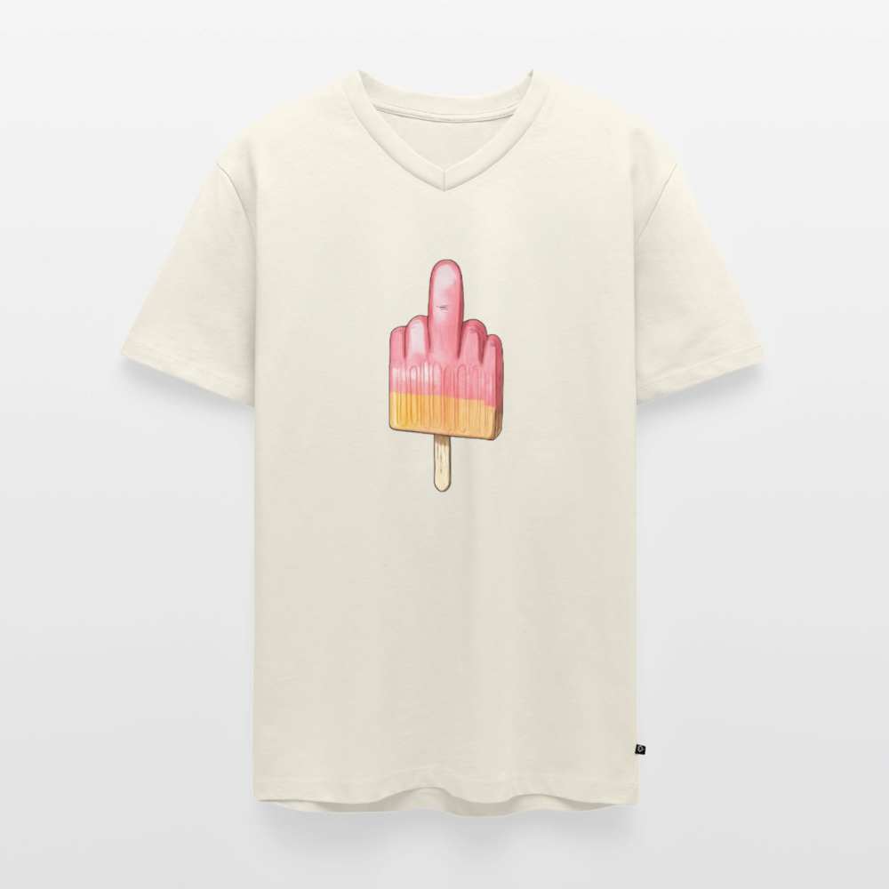 F**k You Eis - Männer Bio-T-Shirt mit V-Ausschnitt - Naturweiß