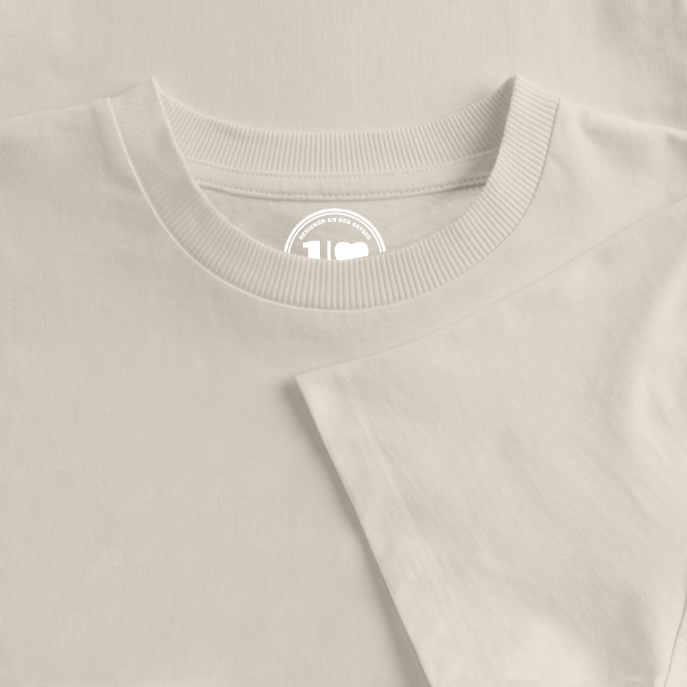 Wellenherz Stick - Frauen Premium Oversized Bio Cropped T-Shirt - Beige
