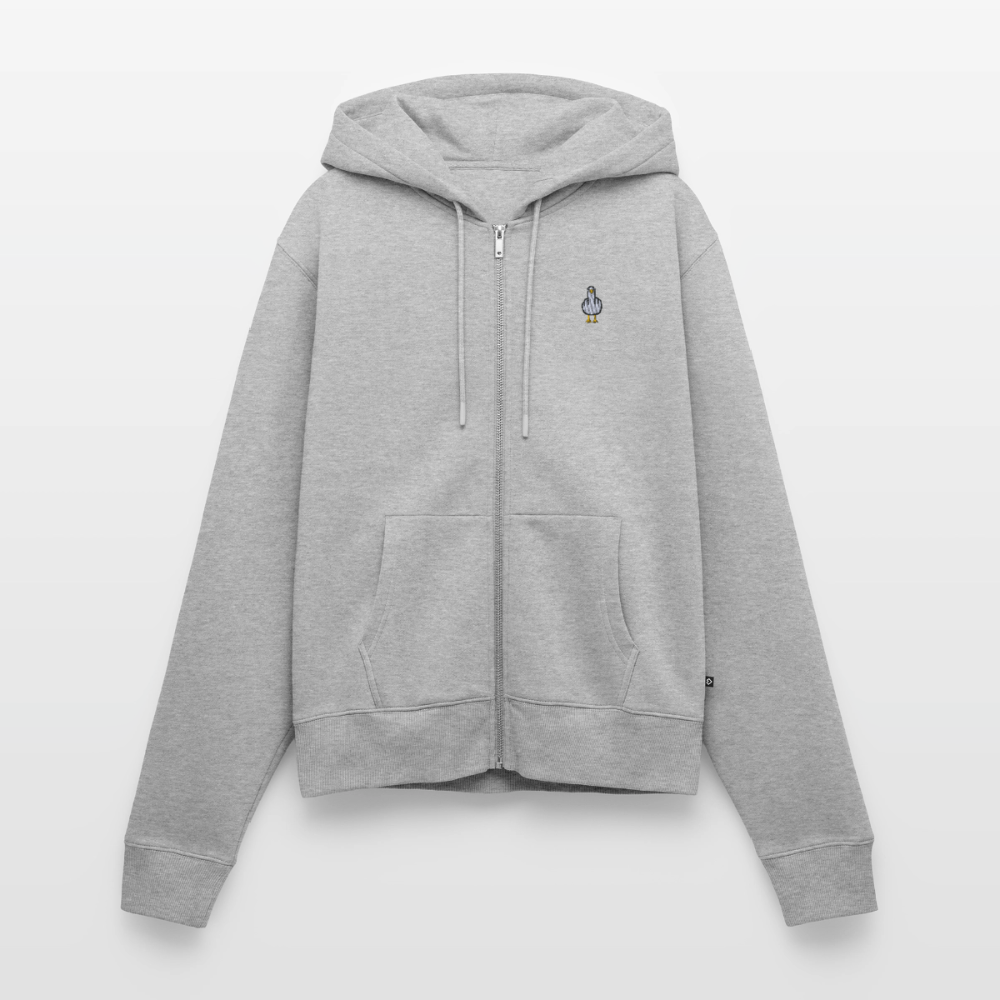 Gestickte Möwe - Frauen Premium Kapuzenjacke - Grau meliert