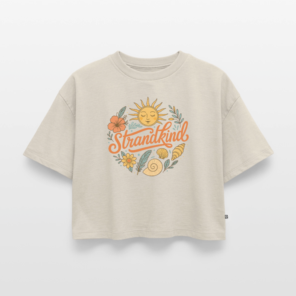 Strandkind - Frauen Premium Oversized Bio Cropped T-Shirt - Beige