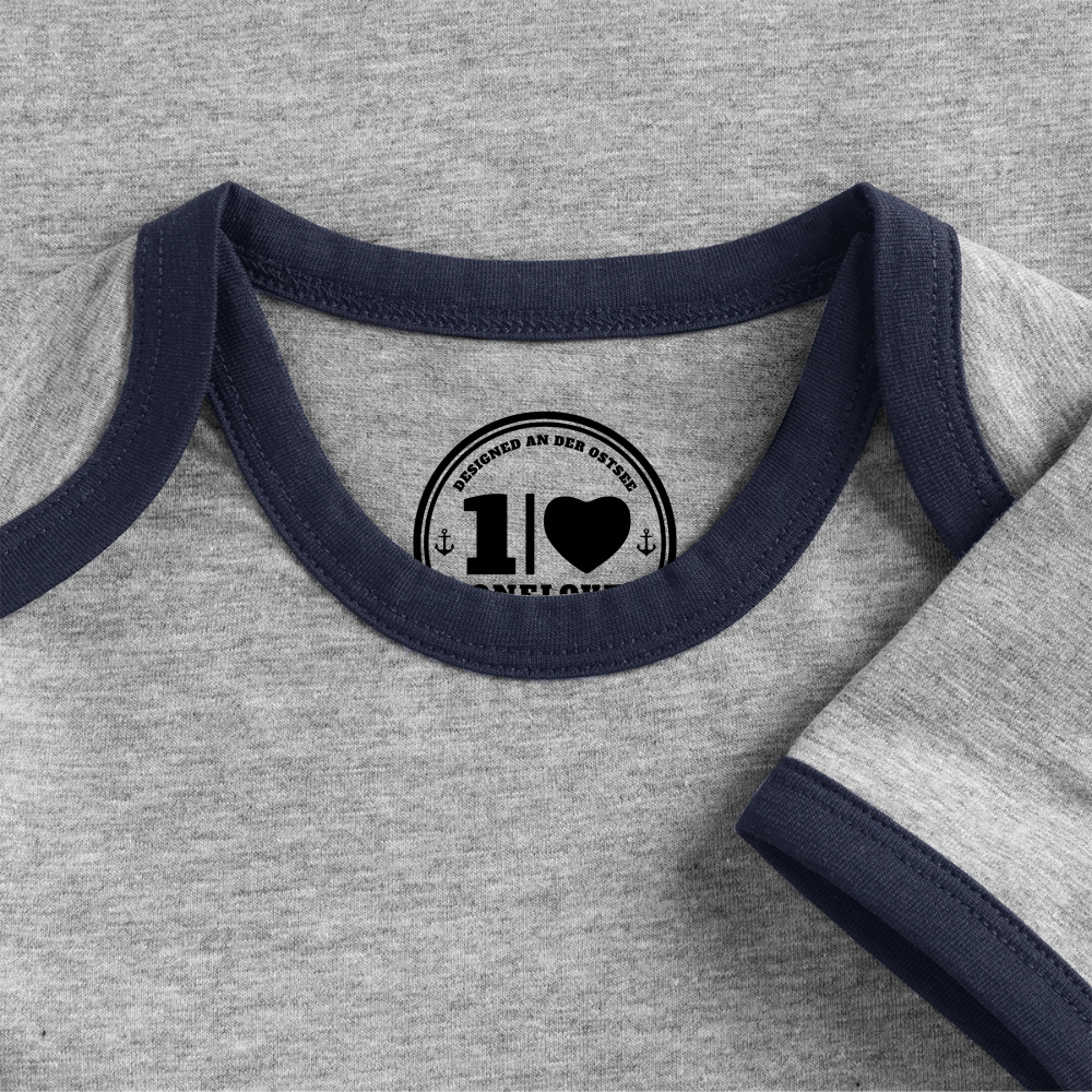 Kurt Hansen Walross - Baby Bio-Kurzarm-Kontrastbody - Grau/Navy