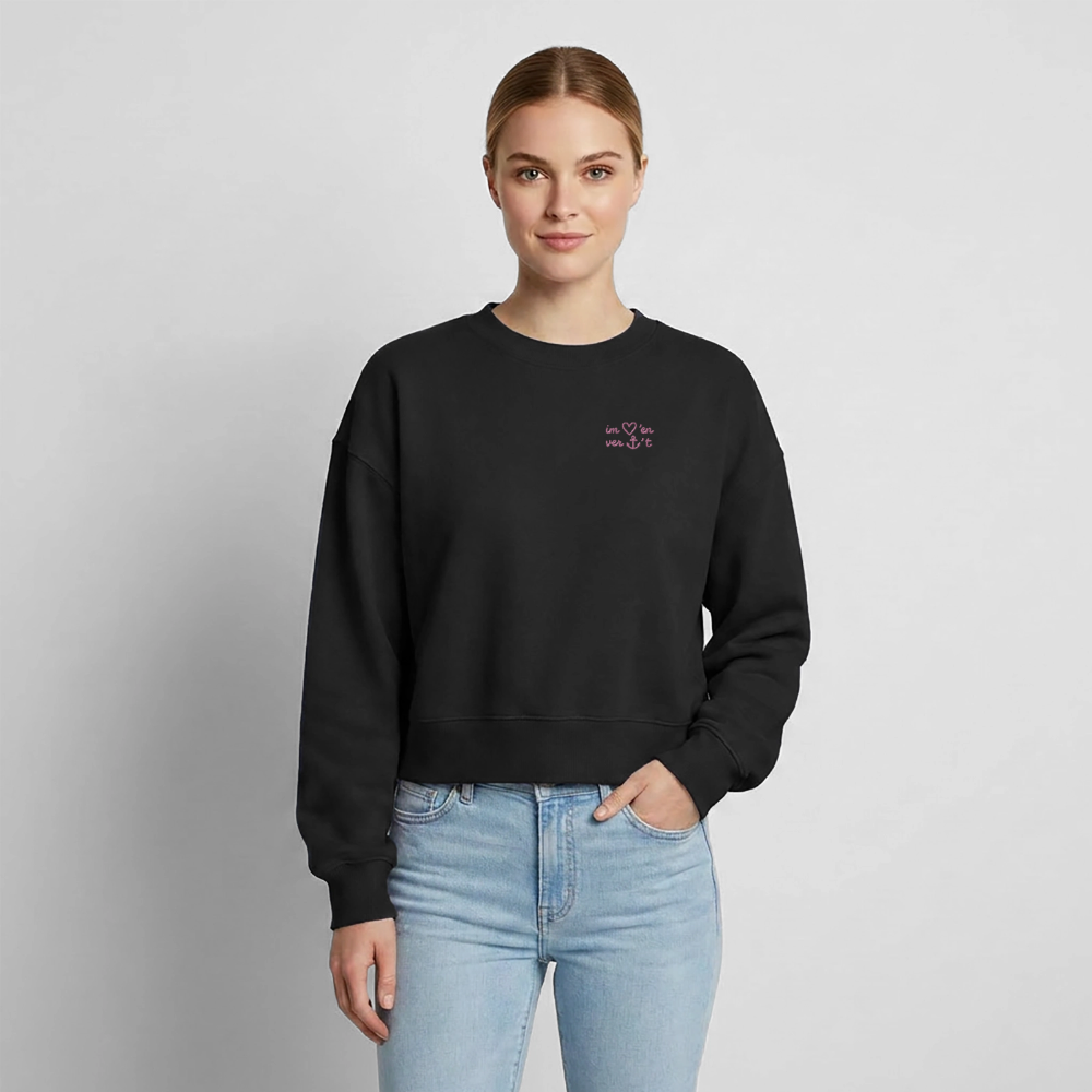 Im Herzen Verankert Stick - Relaxed Frauen Organic Sweatshirt - Schwarz
