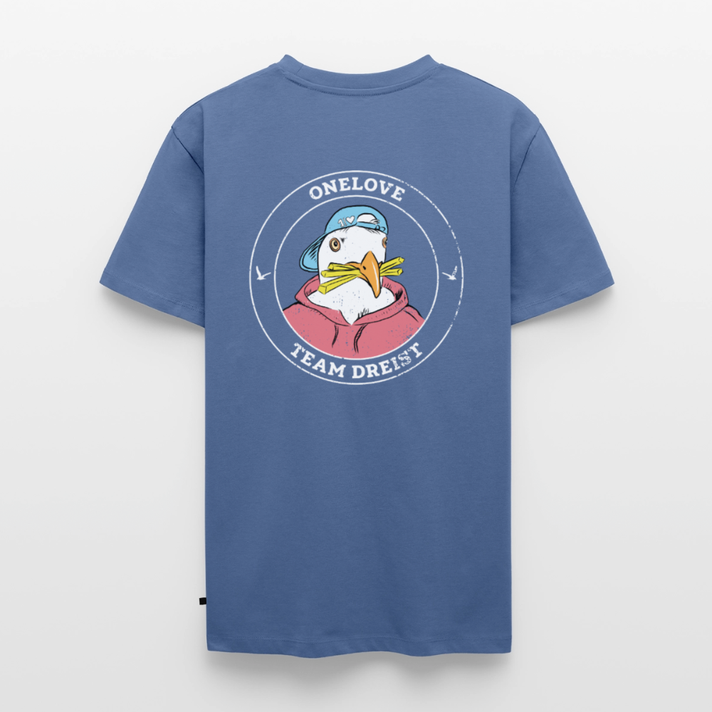 Team Dreist - Männer Bio-T-Shirt mit V-Ausschnitt - Taubenblau