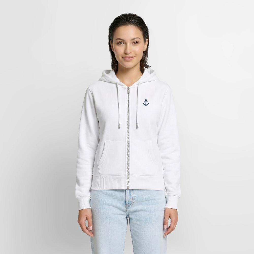 Anker Stick - Frauen Premium Kapuzenjacke - Weiß