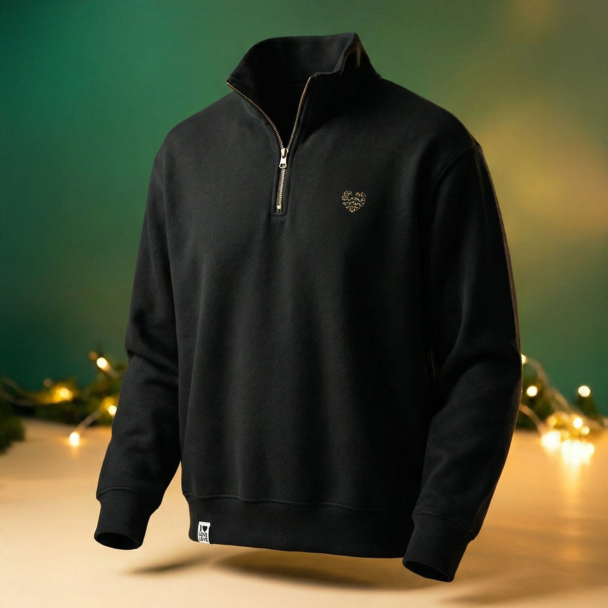 Leo-Wellenherz - Unisex Premium Zipper | 100% Bio-Baumwolle | Edler Stick