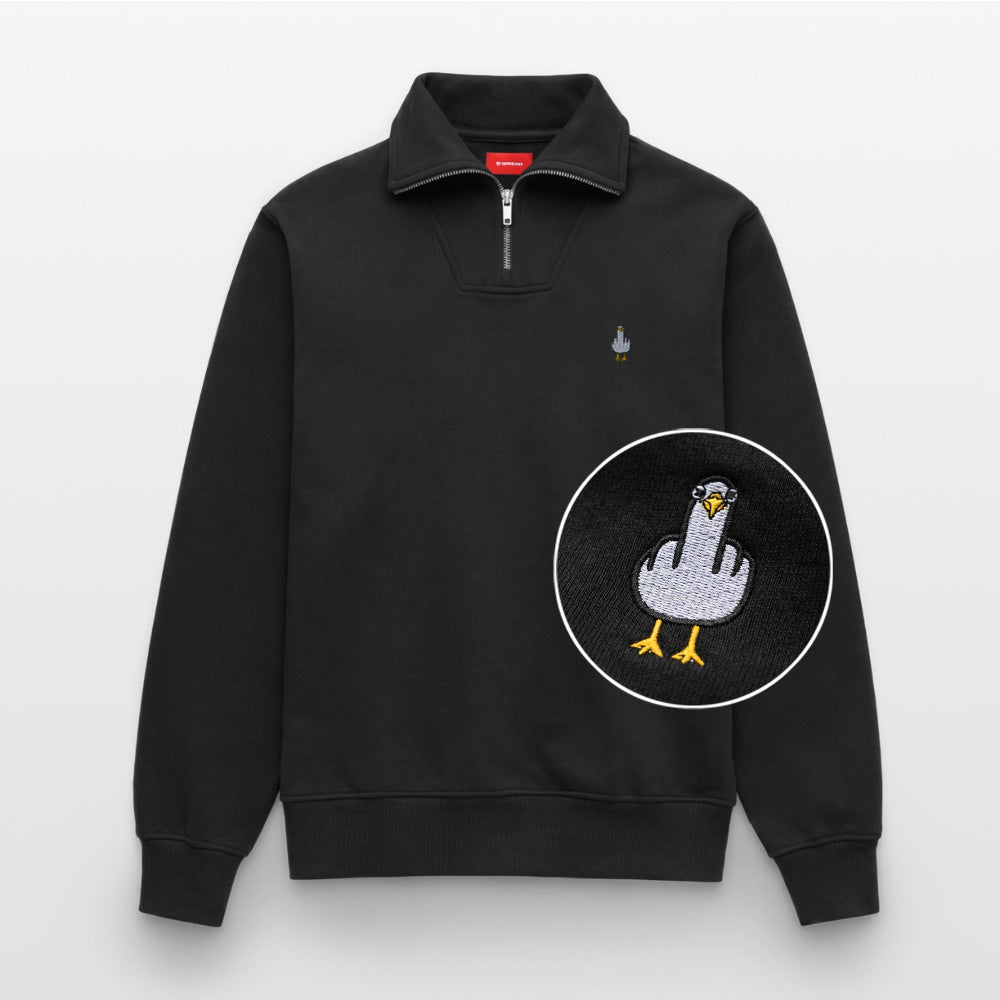 F**k You Möwe Stick - Relaxed Unisex Organic Half Zip Pullover