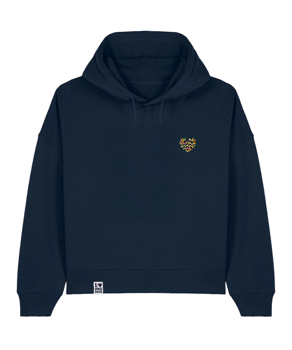 Leo-Wellenherz - Damen Premium Hoodie | 100% Baumwolle | Edler Stick