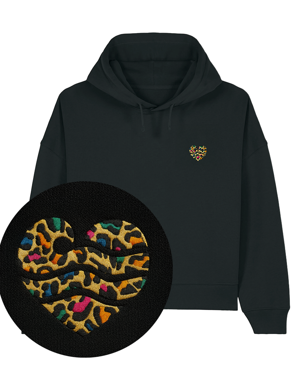 Leo-Wellenherz - Damen Premium Hoodie | 100% Baumwolle | Edler Stick