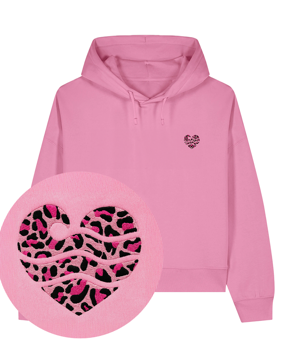 Leo-Wellenherz - Damen Premium Hoodie | 100% Baumwolle | Edler Stick