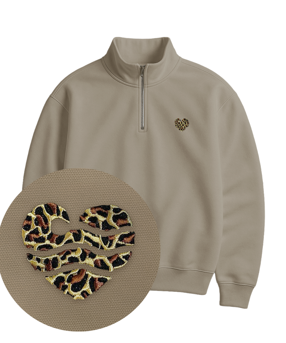 Leo-Wellenherz - Unisex Premium Zipper | 100% Bio-Baumwolle | Edler Stick