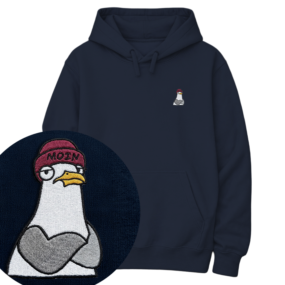 Moin Möwe - Unisex Premium Hoodie | Bio-Baumwolle | Edler Stick