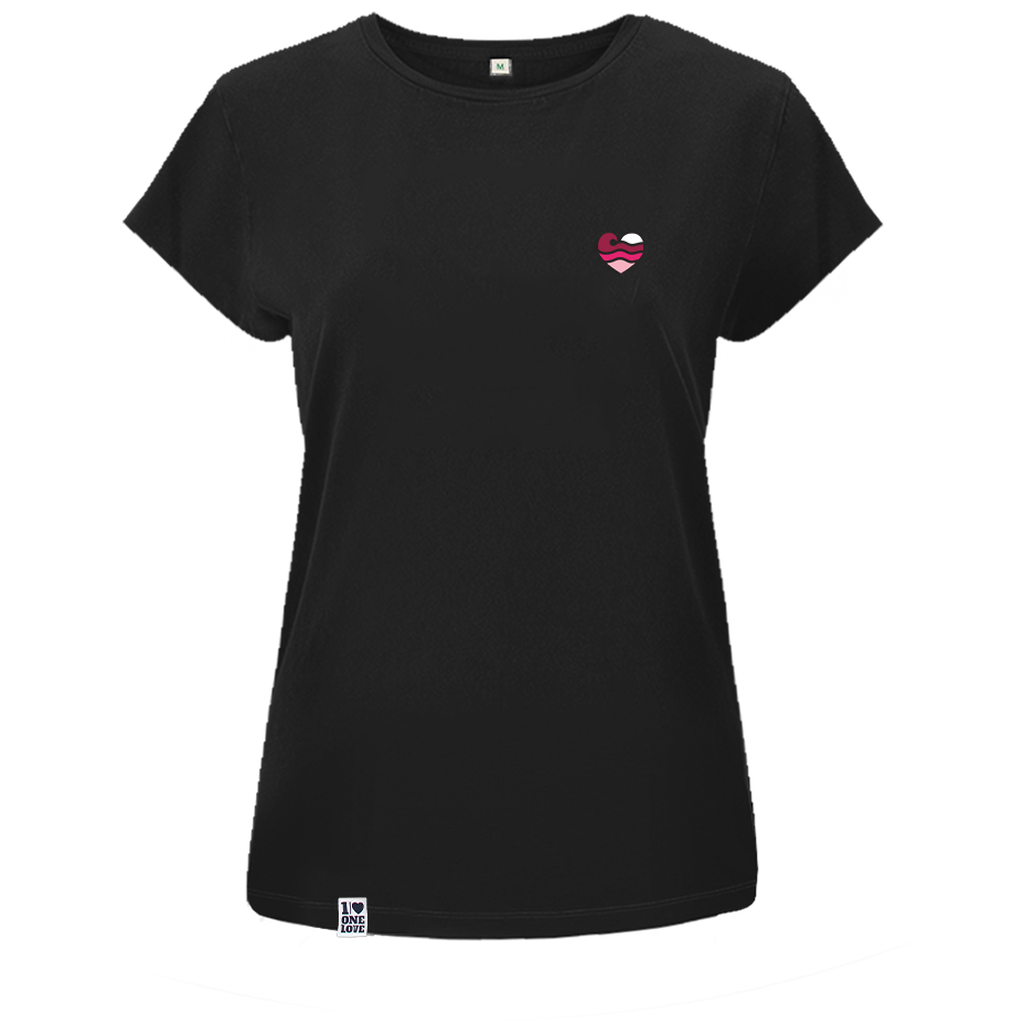 Wellenherz -  Damen Shirt | 100% Bio-Baumwolle | Edler Stick