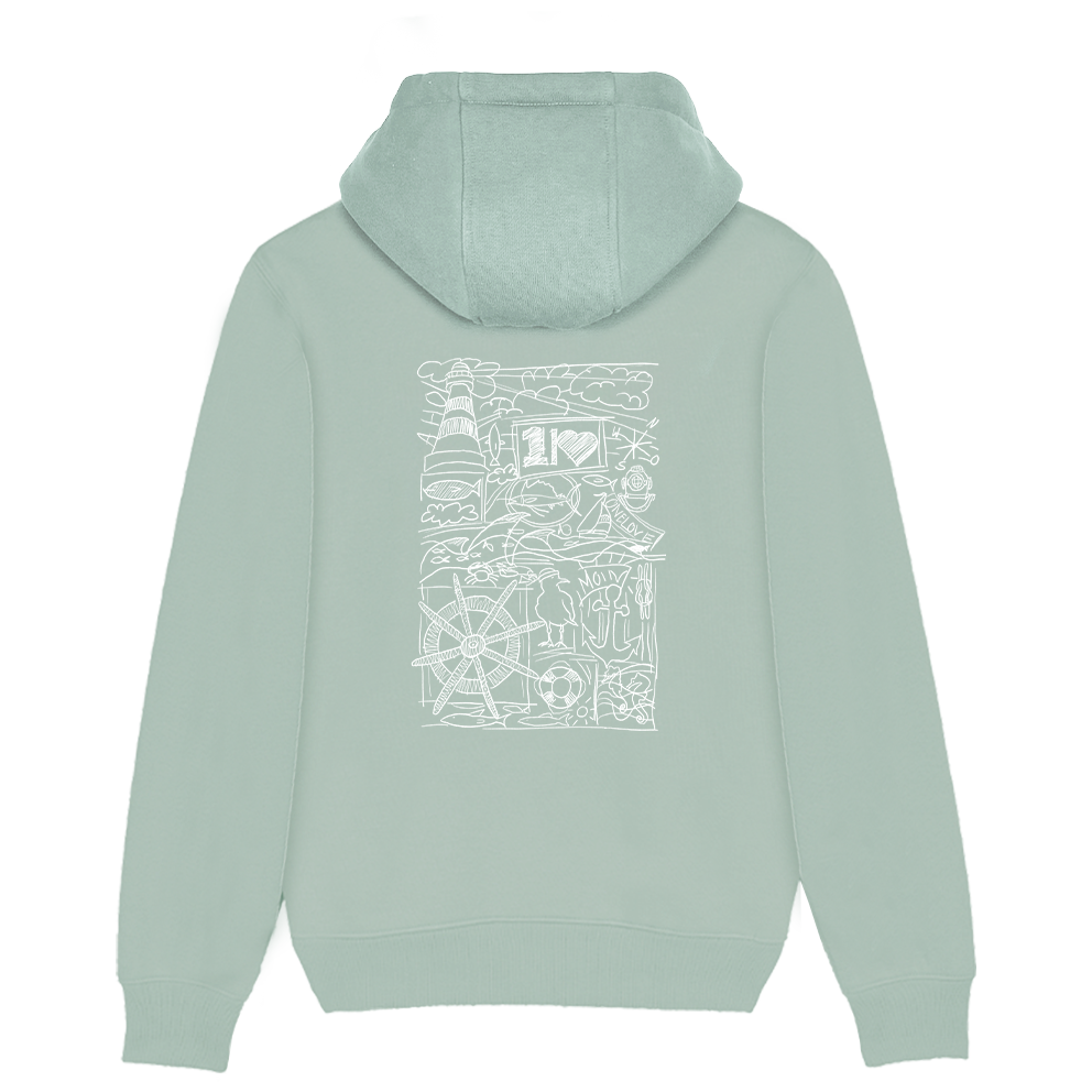 Ocean Collage – Unisex Hoodie | 100% Bio-Baumwolle | Backprint