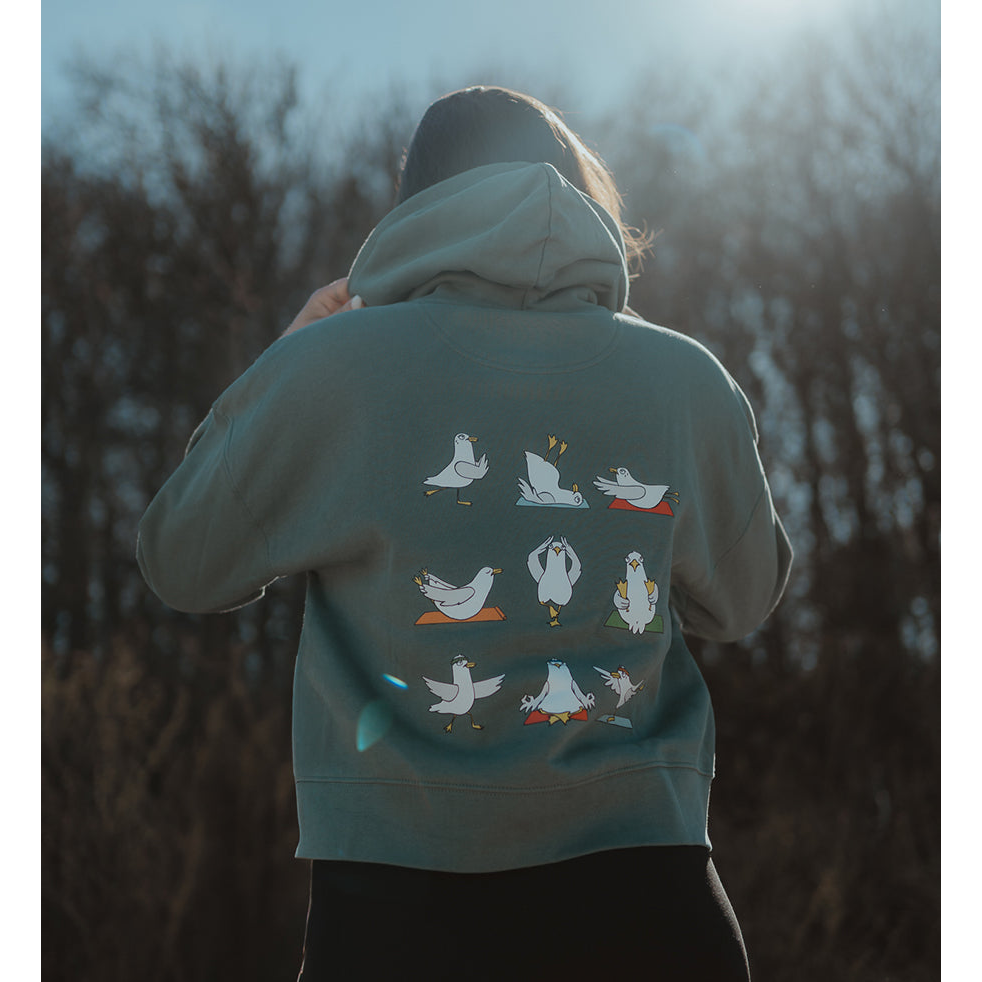 Yoga Möwen – Damen Hoodie | Bio-Baumwolle | Backprint
