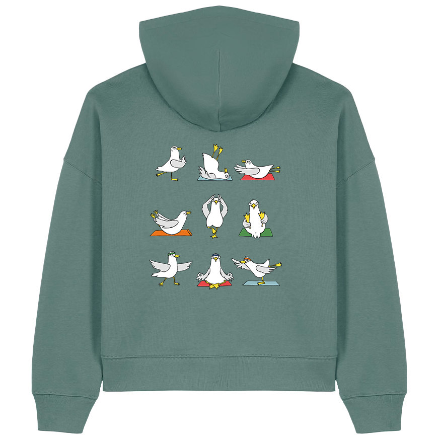 Yoga Möwen – Damen Hoodie | Bio-Baumwolle | Backprint