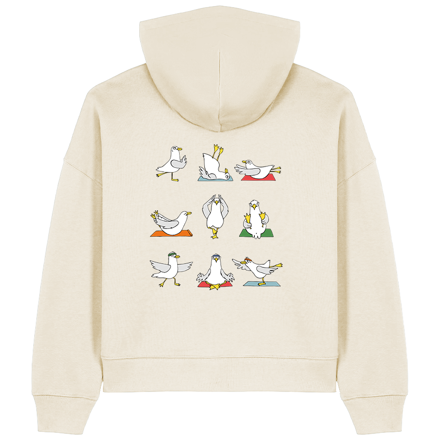 Yoga Möwen – Damen Hoodie | Bio-Baumwolle | Backprint