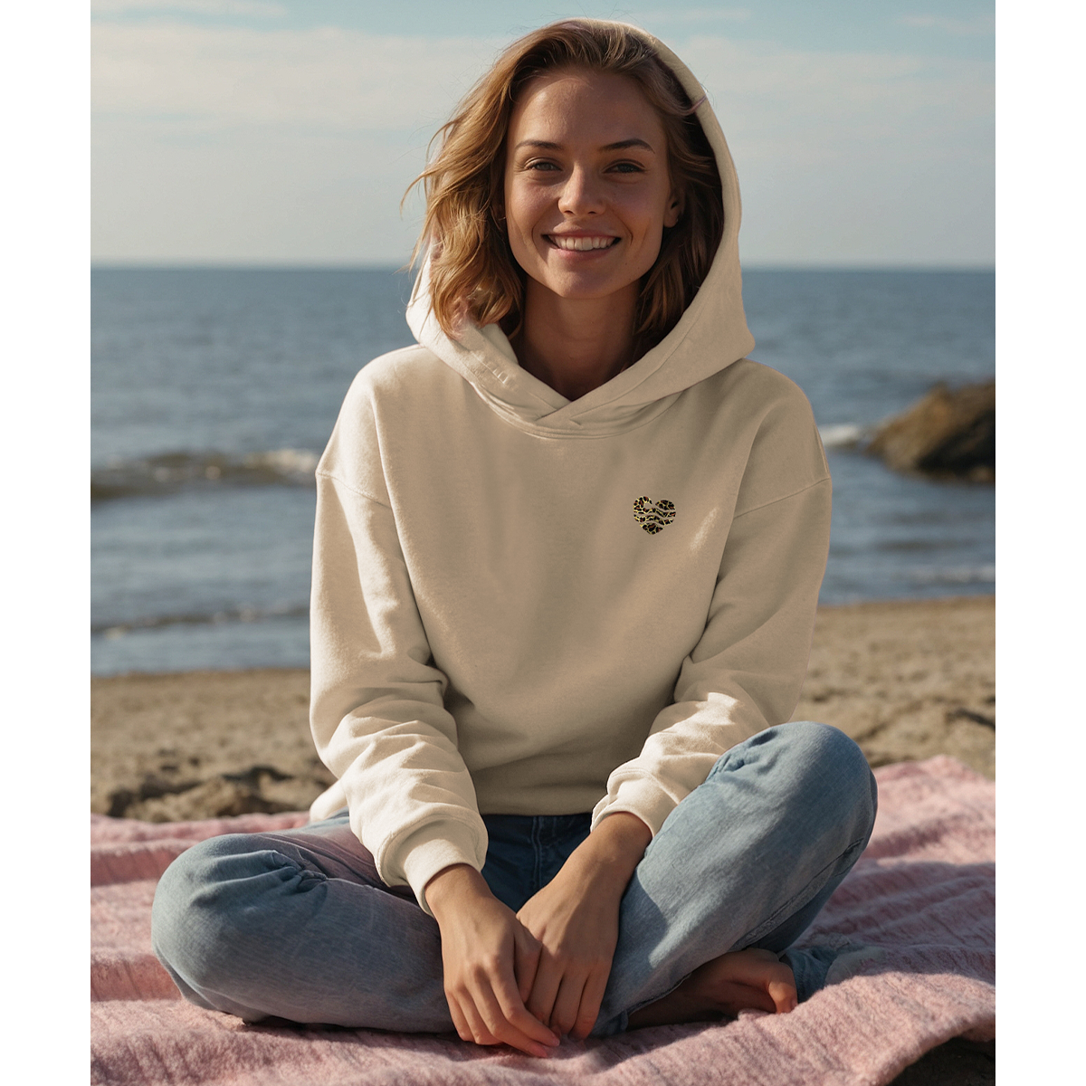Wellenherz - Damen Hoodie | Bio-Baumwolle | Edler Stick