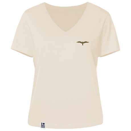 Leo-Möwe  - Damen Shirt | V-Ausschnitt | Edler Stick