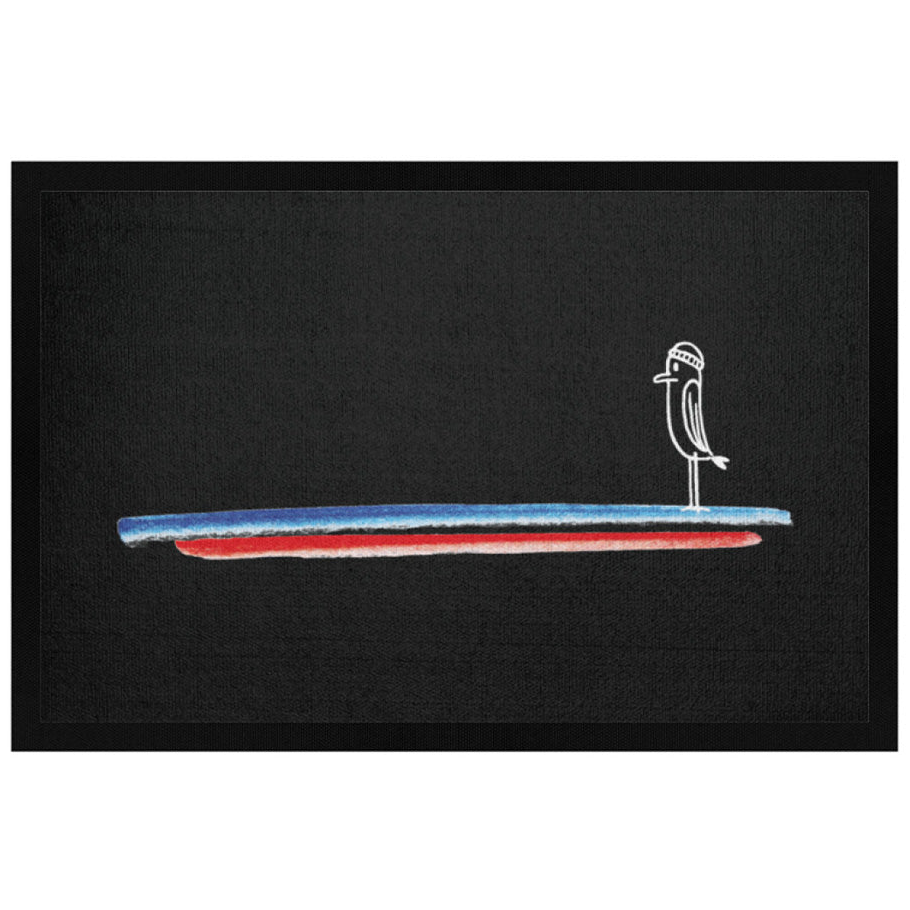 Blau Weiß Rot Piepmatz - Fußmatte mit Gummirand