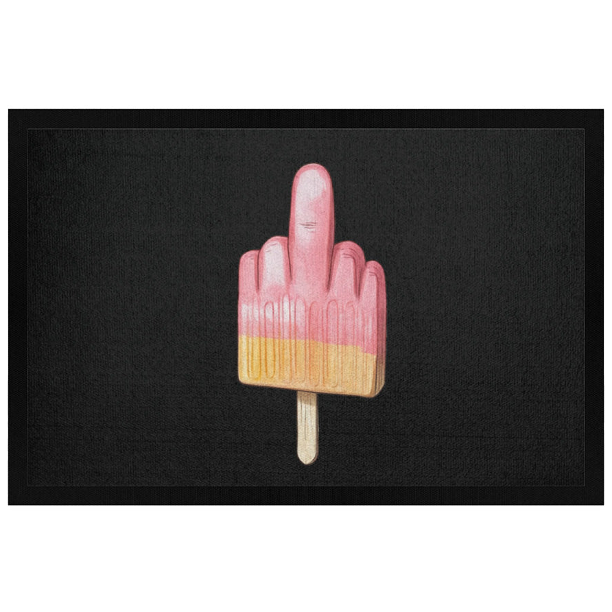 Mittelfinger Eis  - Fußmatte mit Gummirand