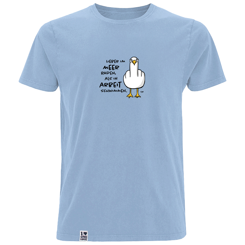 Lieber im Meer baden, als ich Arbeit schwimmen  - Herren Shirt | 100% Bio-Baumwolle