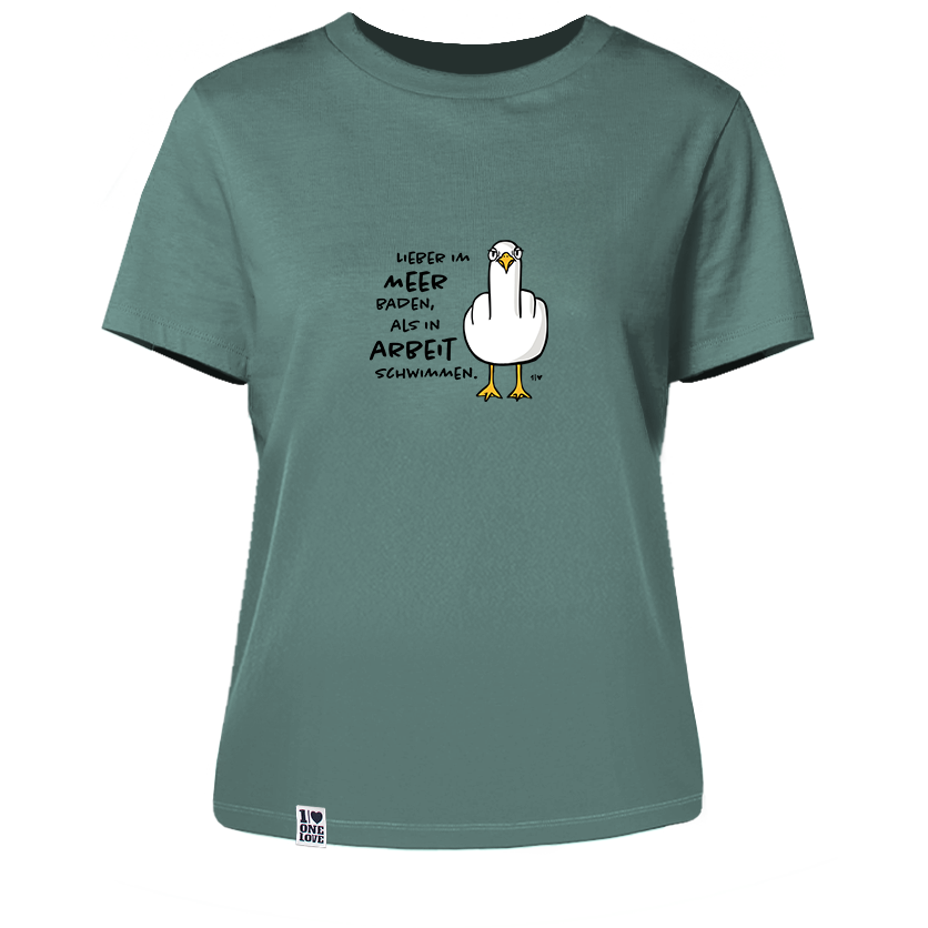 Lieber im Meer baden, als in Arbeit schwimmen  - Damen Shirt | 100% Bio-Baumwolle