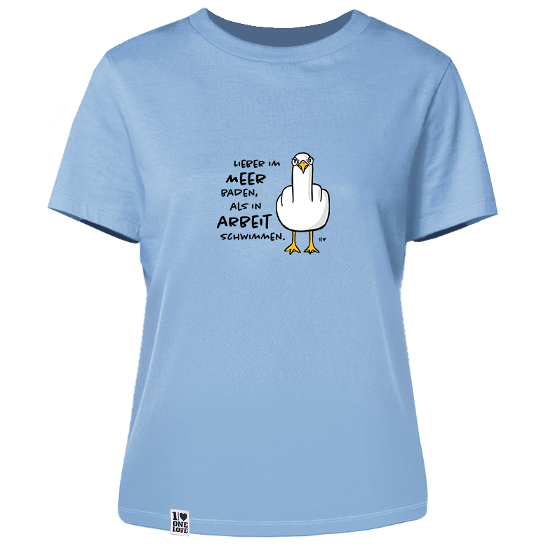 Lieber im Meer baden, als in Arbeit schwimmen  - Damen Shirt | 100% Bio-Baumwolle