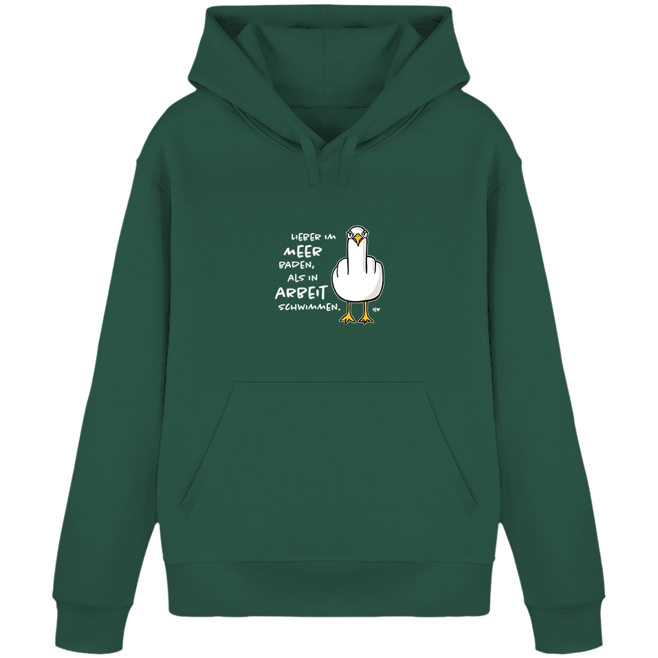 Lieber im Meer baden, als in Arbeit schwimmen.  - Unisex Hoodie | 100% Bio-Baumwolle