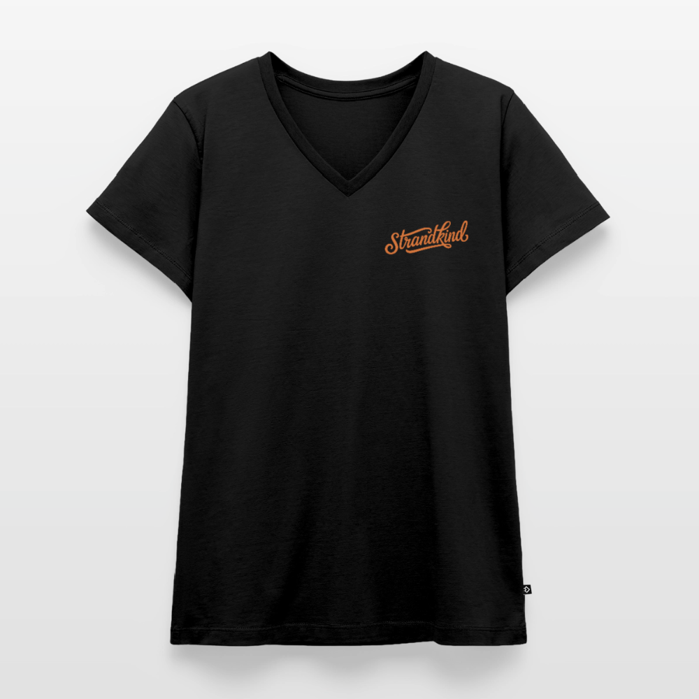 Strandkind - Frauen Bio-T-Shirt mit V-Ausschnitt - Schwarz