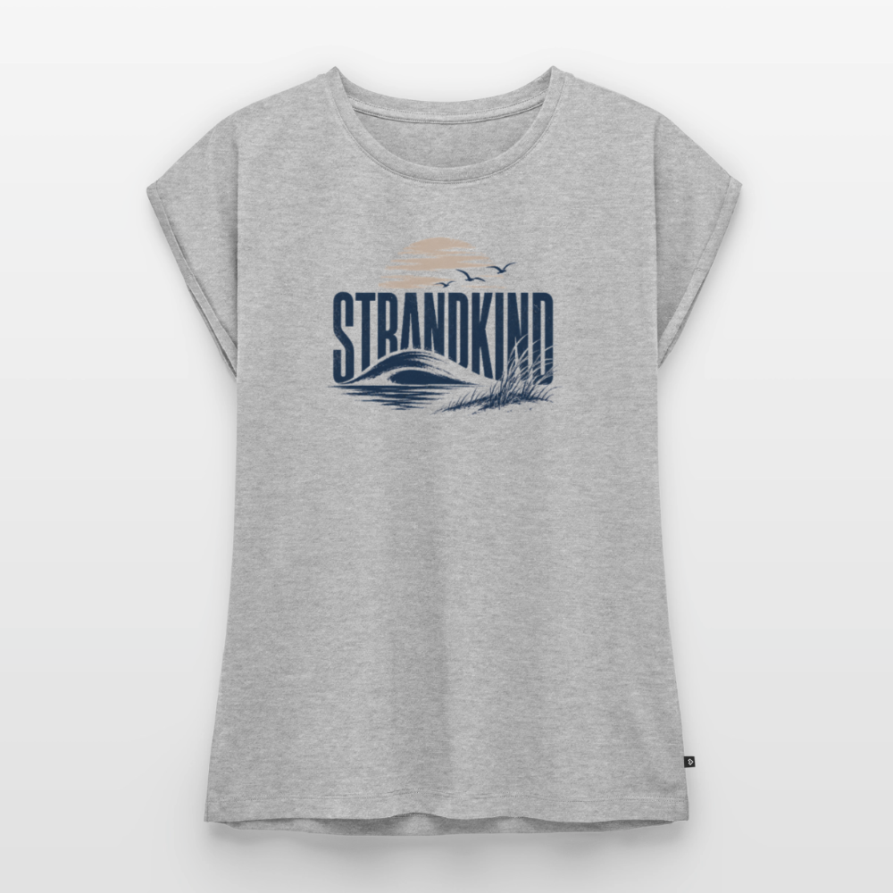 Strandkind - Frauen T-Shirt mit gerollten Ärmeln - Grau meliert